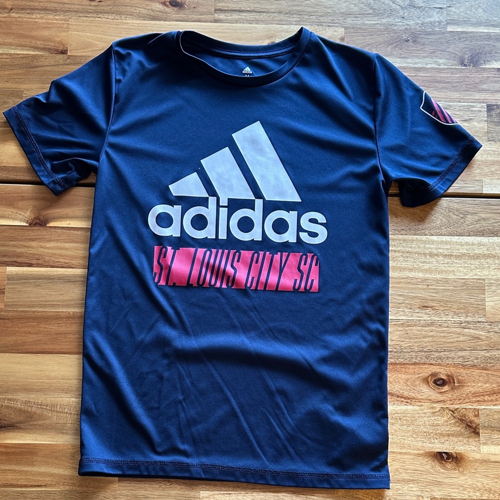 Adidas Kids STL City Navy Blue Graphic Tee Medium